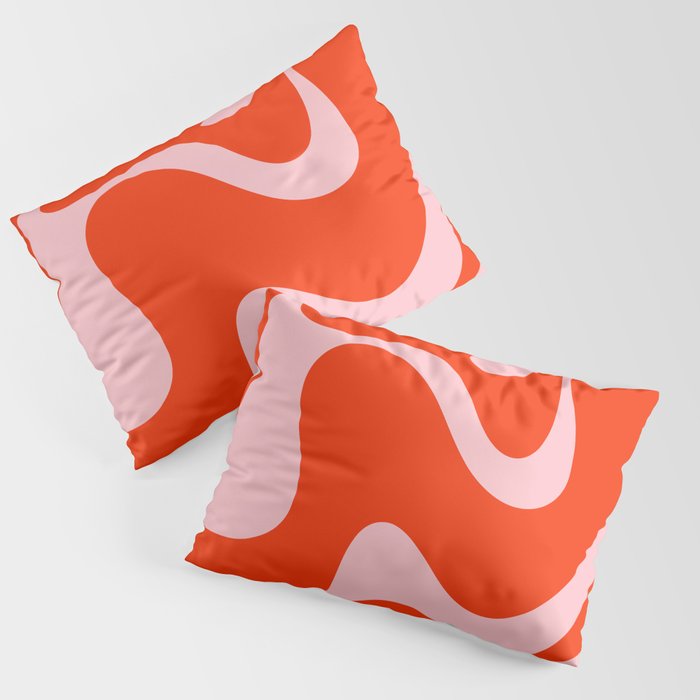 Retro Liquid Swirl Abstract 2 in Bold Red-Orange and Pink Pillow Sham Gallery Image 1