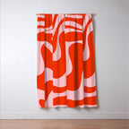 Retro Liquid Swirl Abstract 2 in Bold Red-Orange and Pink Window Curtain Gallery Image 3