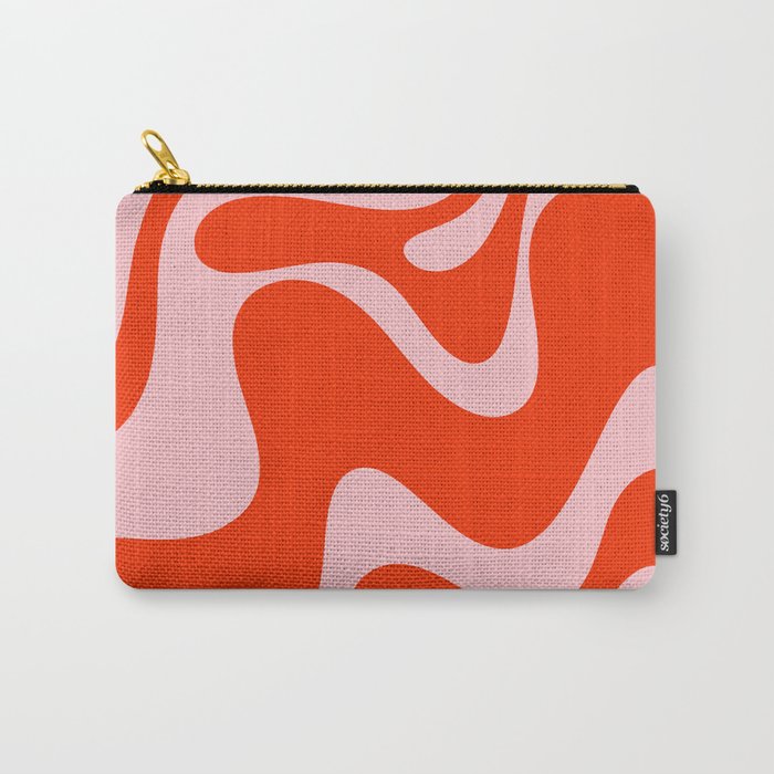 Retro Liquid Swirl Abstract 2 in Bold Red-Orange and Pink Carry All Pouch Gallery Image 1