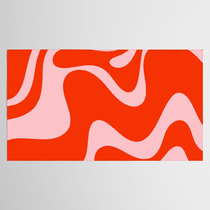 Retro Liquid Swirl Abstract 2 in Bold Red-Orange and Pink Tablecloth Gallery Image 2
