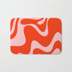 Retro Liquid Swirl Abstract 2 in Bold Red-Orange and Pink Bath Mat Gallery Image 1