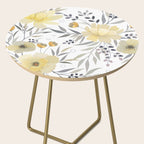 Modern, Floral Prints, Yellow, Gray and White Side Table Gallery Image 2
