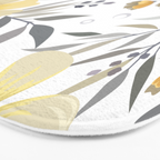 Modern, Floral Prints, Yellow, Gray and White Bath Mat Gallery Image 3