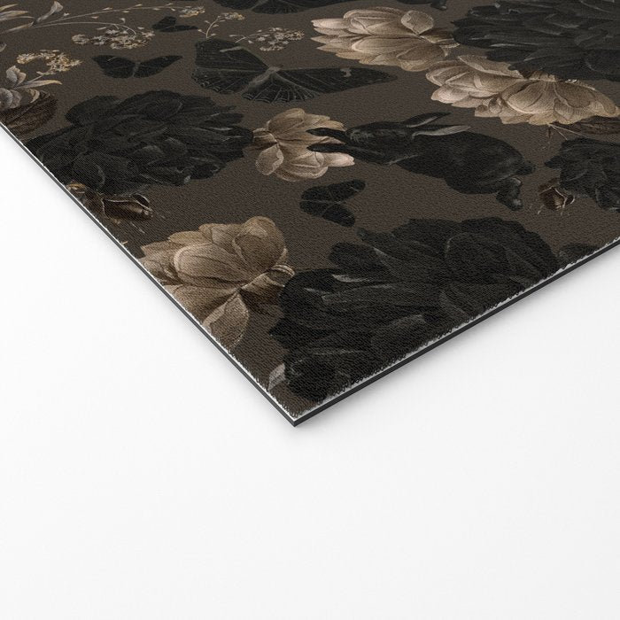 Maximalist Dark Moody Gothic Girl Flowers And Moths Welcome Mat Gallery Image 2