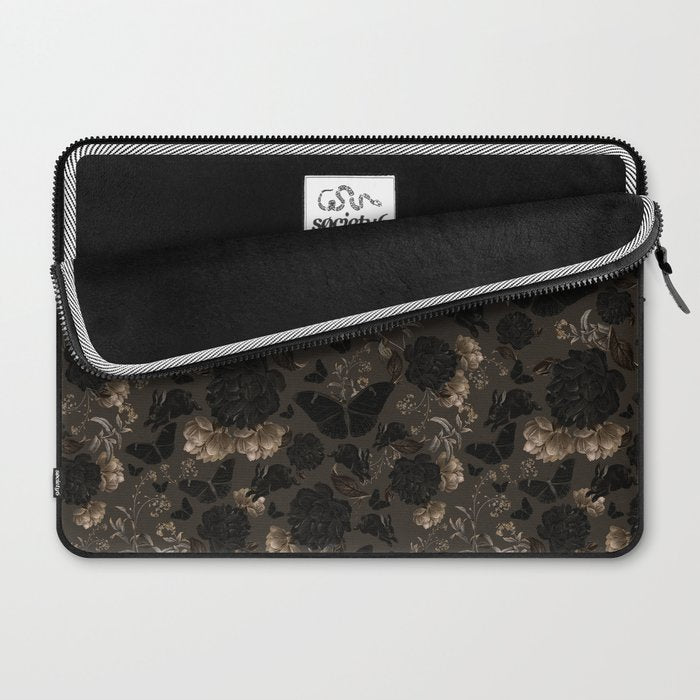 Maximalist Dark Moody Gothic Girl Flowers And Moths Laptop Sleeve Gallery Image 2