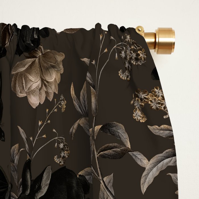 Maximalist Dark Moody Gothic Girl Flowers And Moths Window Curtain Gallery Image 2