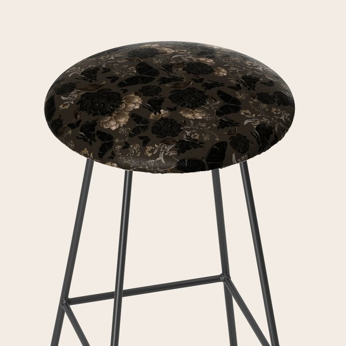 Maximalist Dark Moody Gothic Girl Flowers And Moths Stool Gallery Image 2