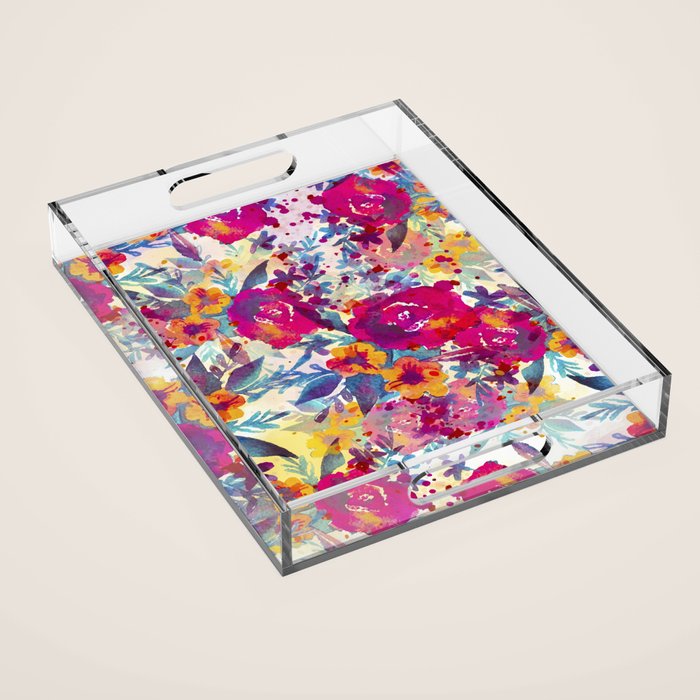 Watercolor flowers and plants 02 Acrylic Tray Gallery Image 1
