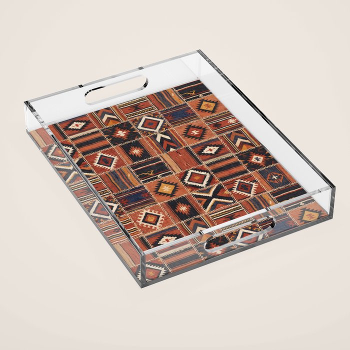Geometric Tribal Patchwork Rug Design Acrylic Tray Gallery Image 1