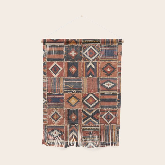 Geometric Tribal Patchwork Rug Design Wall Hanging Gallery Image 1