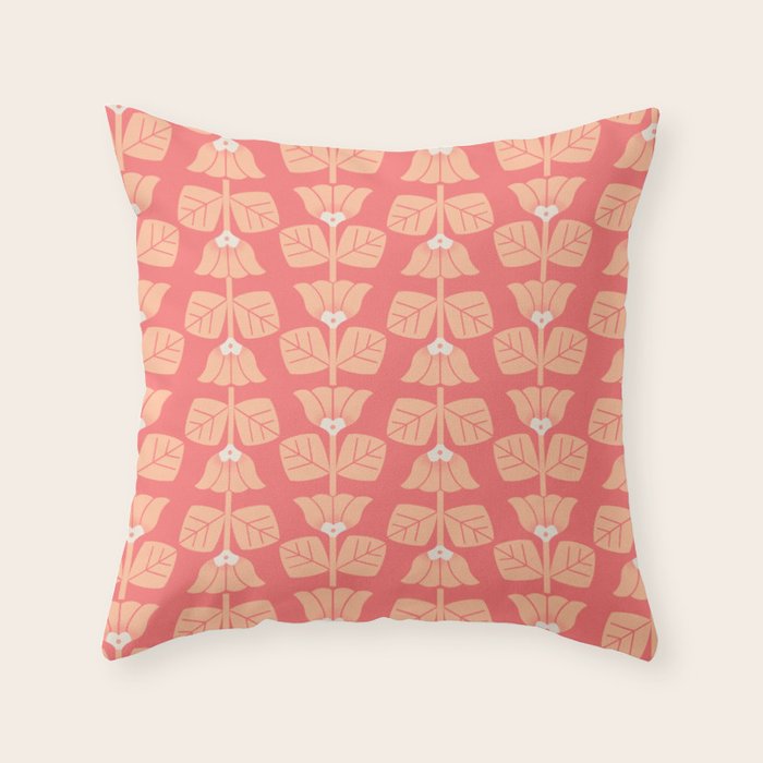 Retro Peach Blossoms Pattern Throw Pillow Gallery Image 1