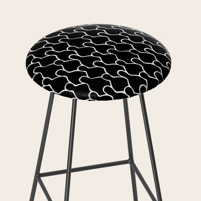 Black and white people crowd pattern Stool Gallery Image 2