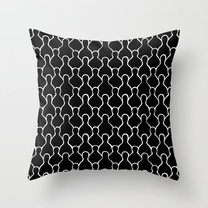Black and white people crowd pattern Throw Pillow Gallery Image 6