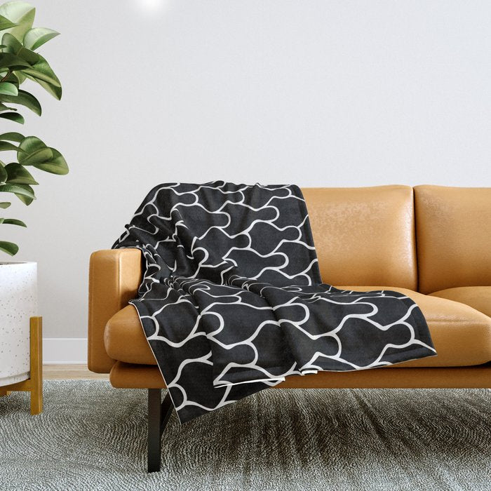 Black and white people crowd pattern Throw Blanket Gallery Image 1