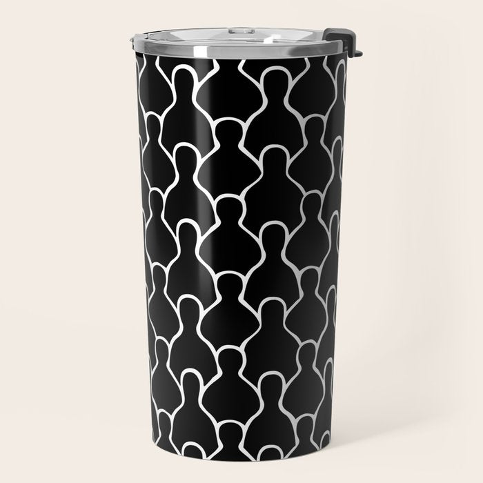 Black and white people crowd pattern Travel Mug Gallery Image 2