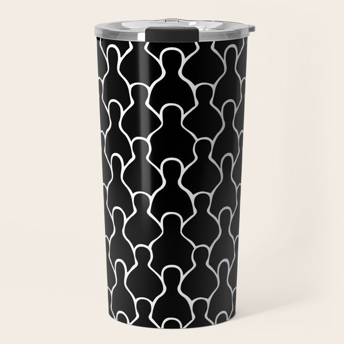 Black and white people crowd pattern Travel Mug Gallery Image 1