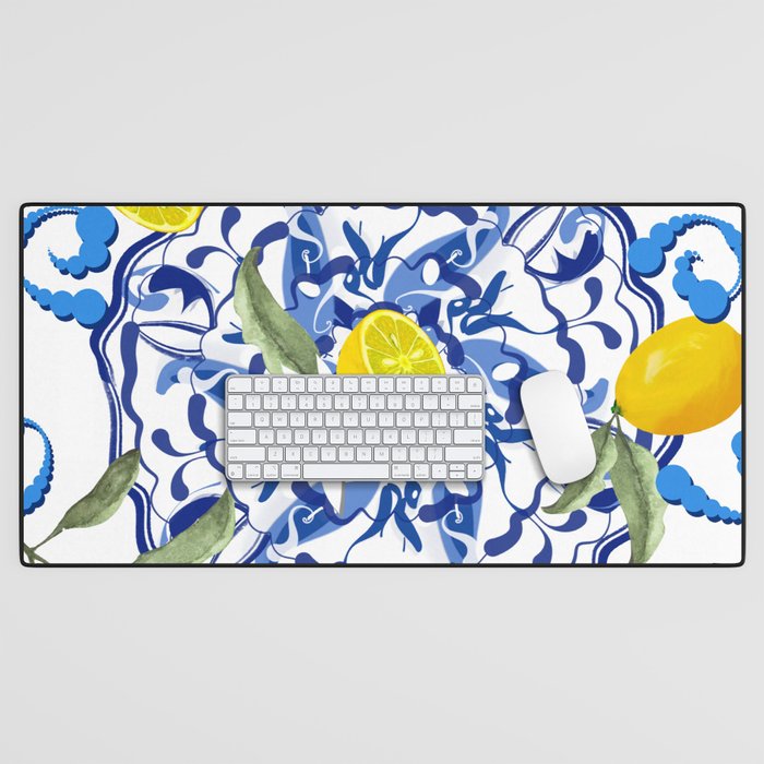 Summer,citrus,Mediterranean style,lemon fruit,simple pattern  Desk Mat Gallery Image 1