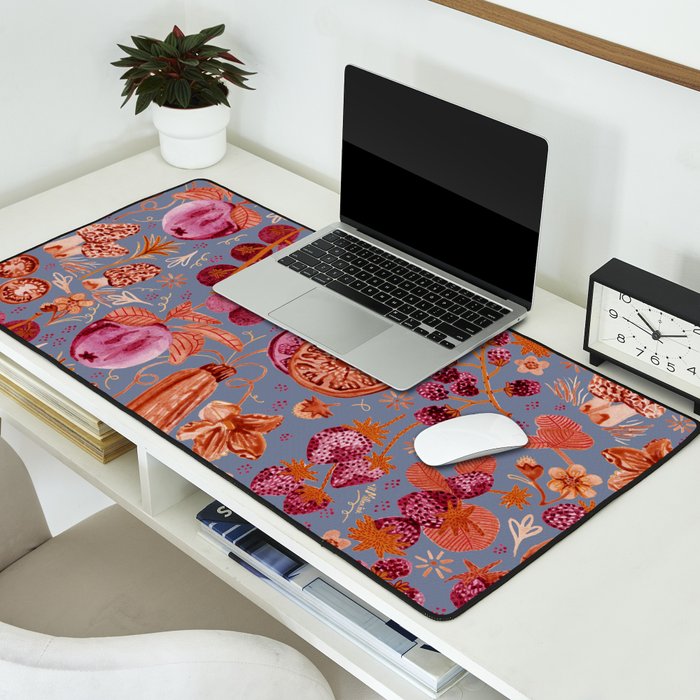 Garden Vegetables & Fresh Fruit in Grey & Rust Desk Mat Gallery Image 2