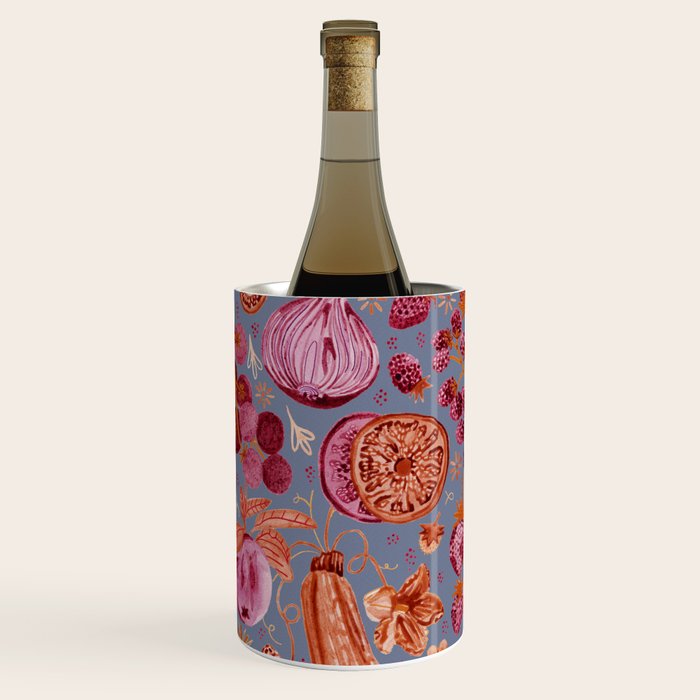 Garden Vegetables & Fresh Fruit in Grey & Rust Wine Chiller Gallery Image 1