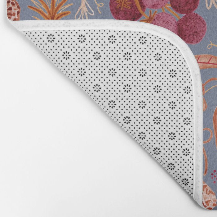 Garden Vegetables & Fresh Fruit in Grey & Rust Bath Mat Gallery Image 2