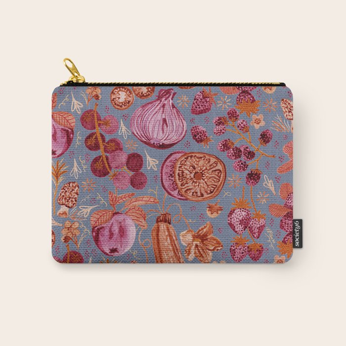 Garden Vegetables & Fresh Fruit in Grey & Rust Carry All Pouch Gallery Image 1