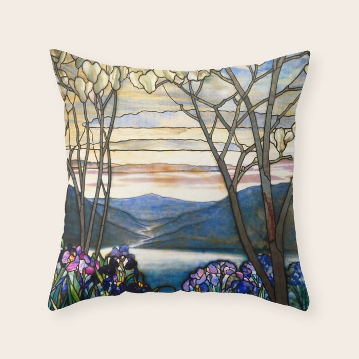 Louis Comfort Tiffany - Magnolias And Irises 1905 Throw Pillow Gallery Image 6