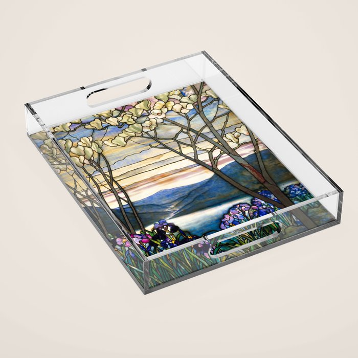 Louis Comfort Tiffany - Magnolias And Irises 1905 Acrylic Tray Gallery Image 1