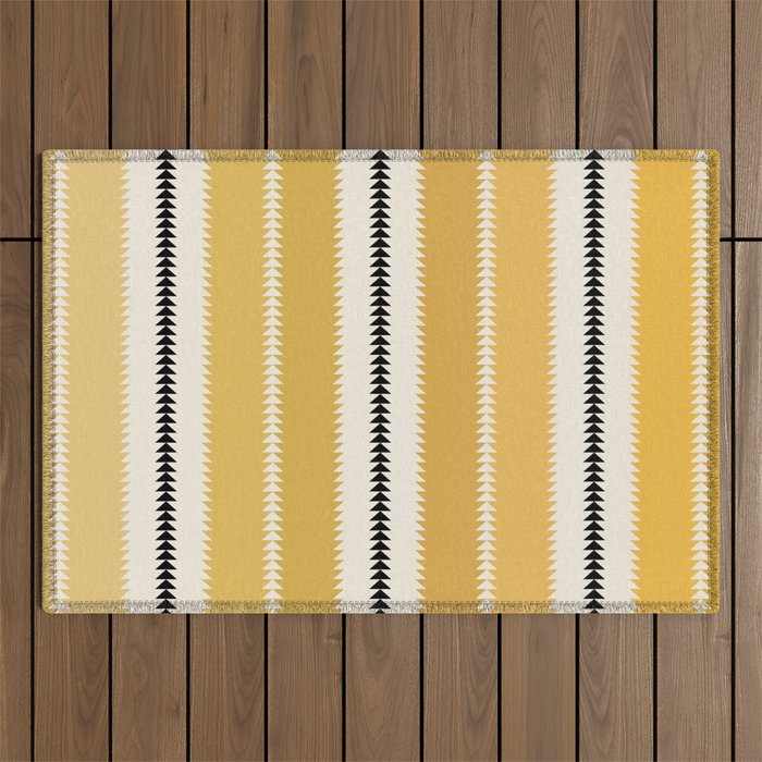 Western Stripes V Golden Yellow Outdoor Rug Gallery Image 1