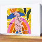 Leopard Somewhere Over The Rainbow, Maximalist Abstract Wildlife Jungle Botanical, Pop of Color Eclectic Animals Illustration  Wall Mural Gallery Image 2