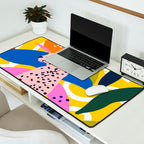 Leopard Somewhere Over The Rainbow, Maximalist Abstract Wildlife Jungle Botanical, Pop of Color Eclectic Animals Illustration  Desk Mat Gallery Image 2