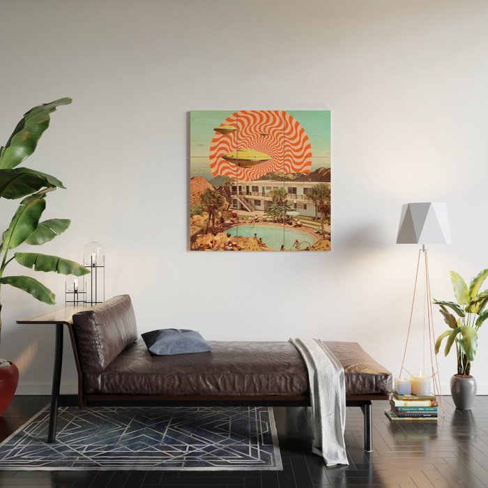 Cosmic UFO Pool Party Wood Wall Art Gallery Image 2