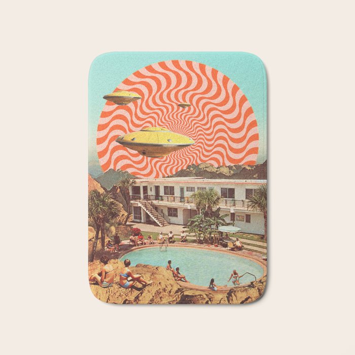 Cosmic UFO Pool Party Bath Mat Gallery Image 1