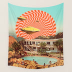 Cosmic UFO Pool Party Wall Tapestry Gallery Image 4