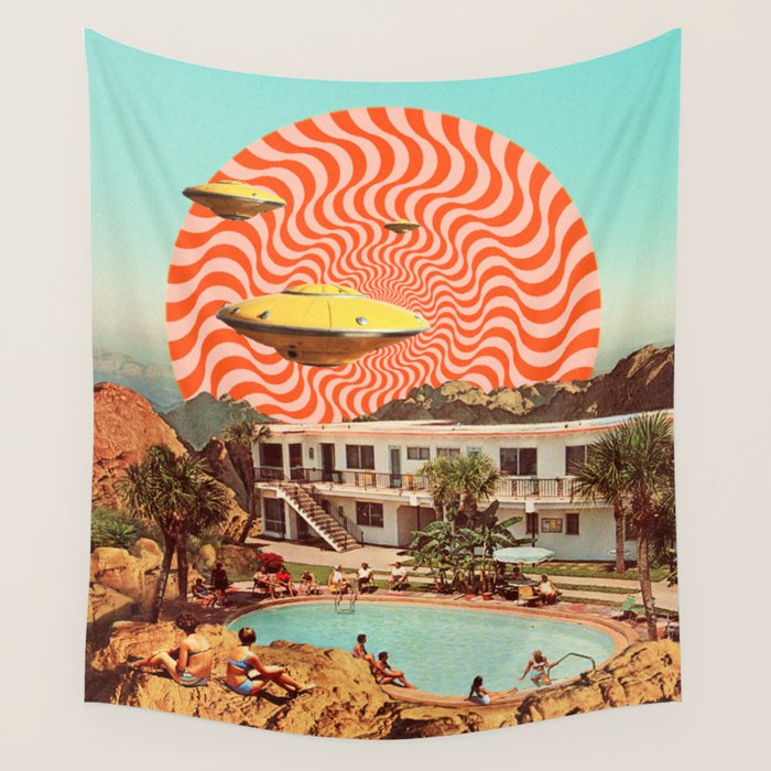 Cosmic UFO Pool Party Wall Tapestry Gallery Image 4