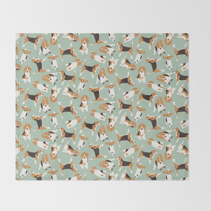 beagle scatter mint Throw Blanket Gallery Image 2