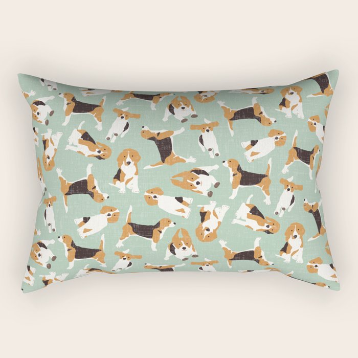 beagle scatter mint Rectangular Pillow Gallery Image 1
