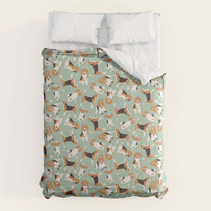 beagle scatter mint Comforter Gallery Image 6