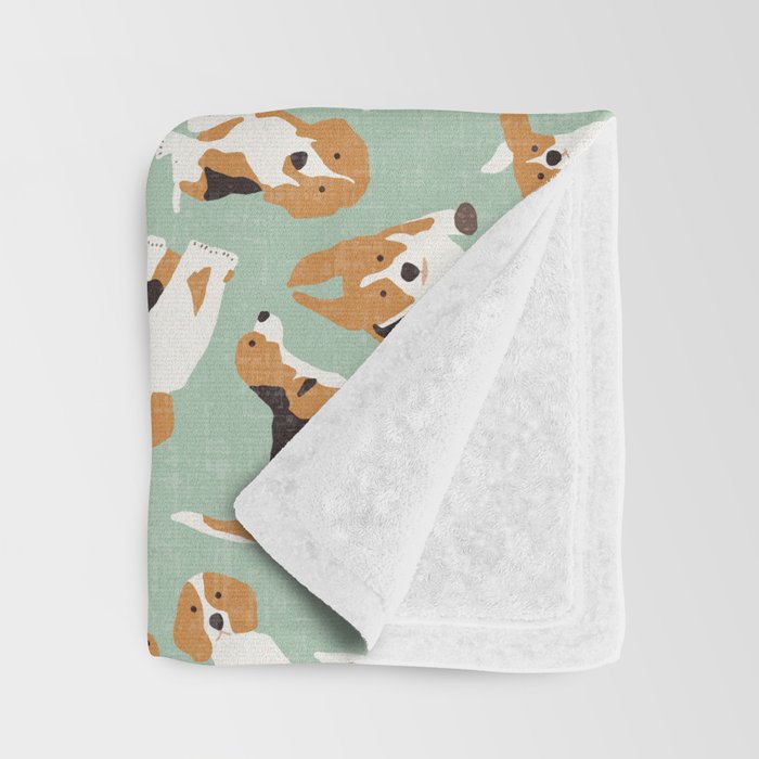 beagle scatter mint Throw Blanket Gallery Image 3