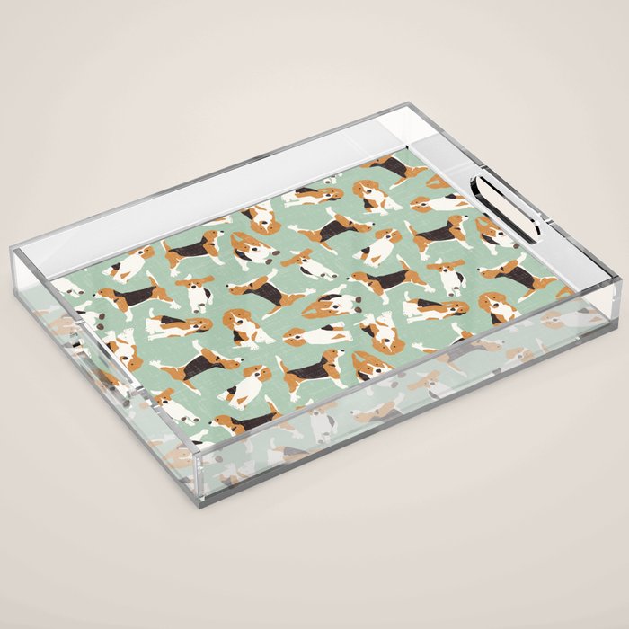 beagle scatter mint Acrylic Tray Gallery Image 1