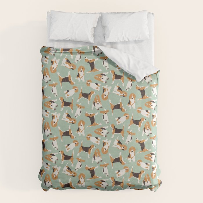 beagle scatter mint Duvet Cover Gallery Image 6