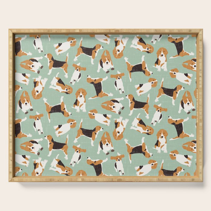 beagle scatter mint Serving Tray Gallery Image 1