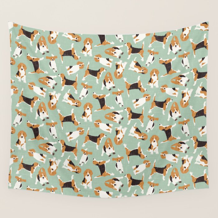 beagle scatter mint Wall Tapestry Gallery Image 4