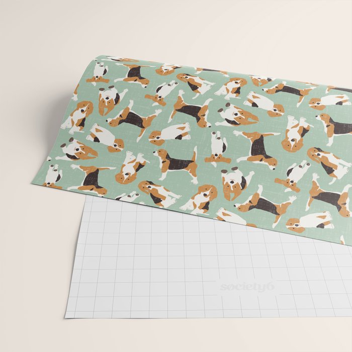 beagle scatter mint Wrapping Paper Gallery Image 2