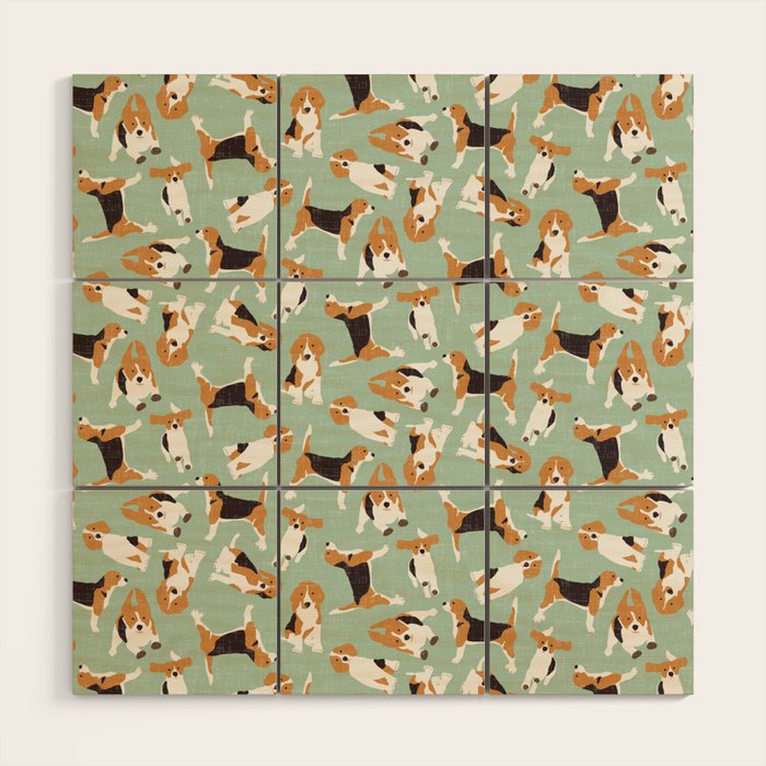 beagle scatter mint Wood Wall Art Gallery Image 1