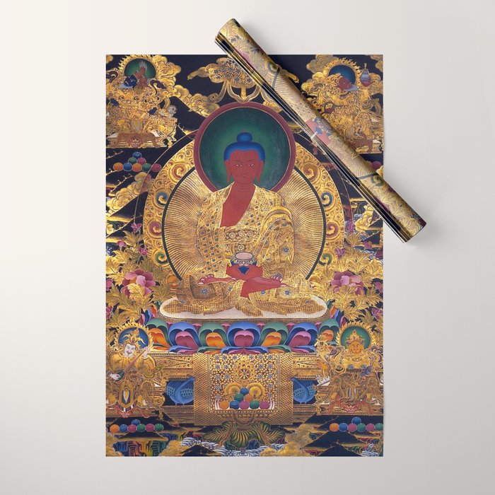 Amitabha Buddha Golden Shambala Thangka Wrapping Paper
