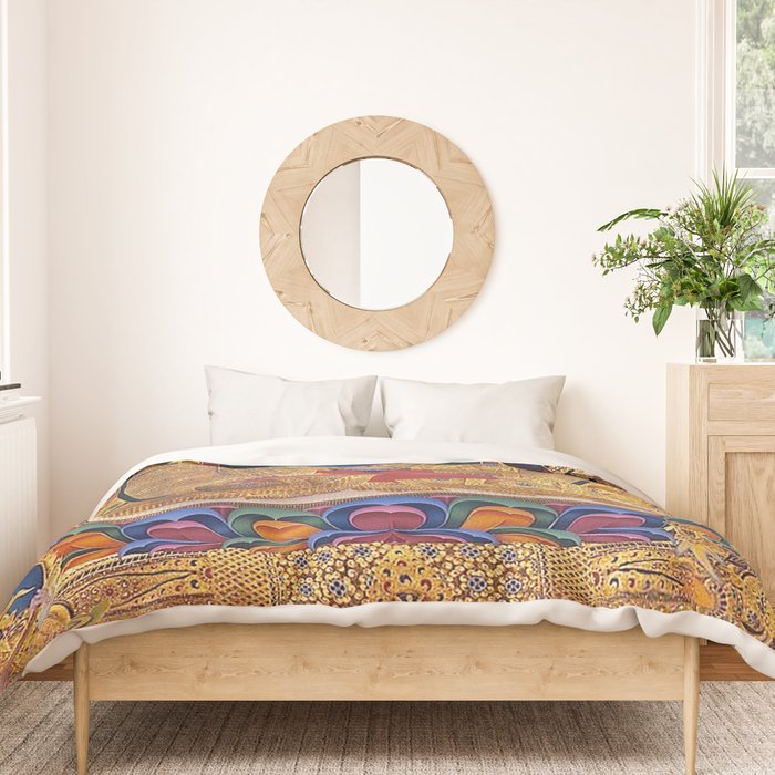 Amitabha Buddha Golden Shambala Thangka Duvet Cover Gallery Image 3