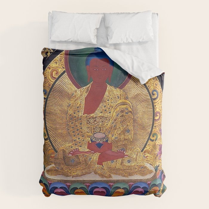 Amitabha Buddha Golden Shambala Thangka Duvet Cover Gallery Image 1