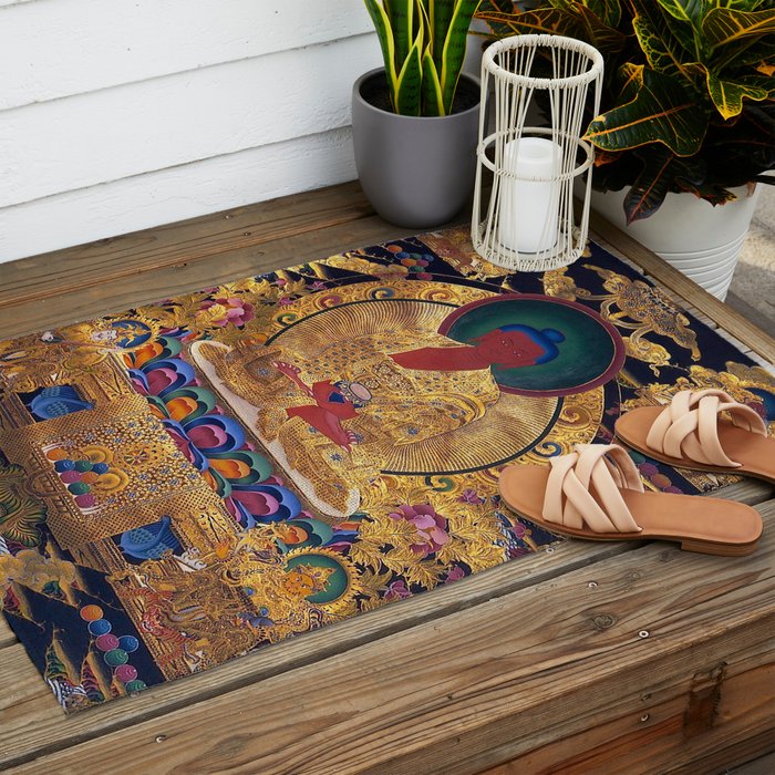 Amitabha Buddha Golden Shambala Thangka Outdoor Rug Gallery Image 2
