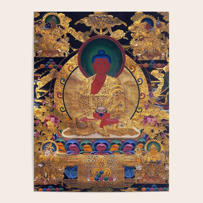 Amitabha Buddha Golden Shambala Thangka Poster Gallery Image 1