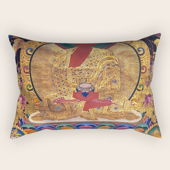 Amitabha Buddha Golden Shambala Thangka Rectangular Pillow Gallery Image 1